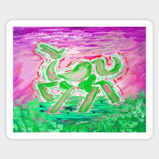 Abstract Horse Acrylic Painting - Watermelon Variant Sticker